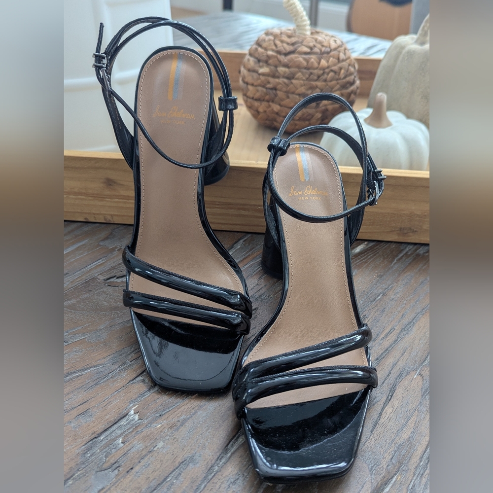 Sam Edelman Black Patent Strappy Heels